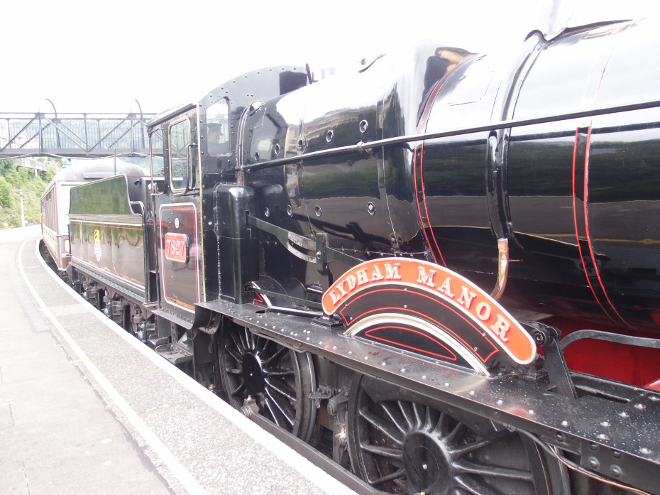 Now connected to the passenger coaches, the locomotive prepares to depart for Paignton Station.